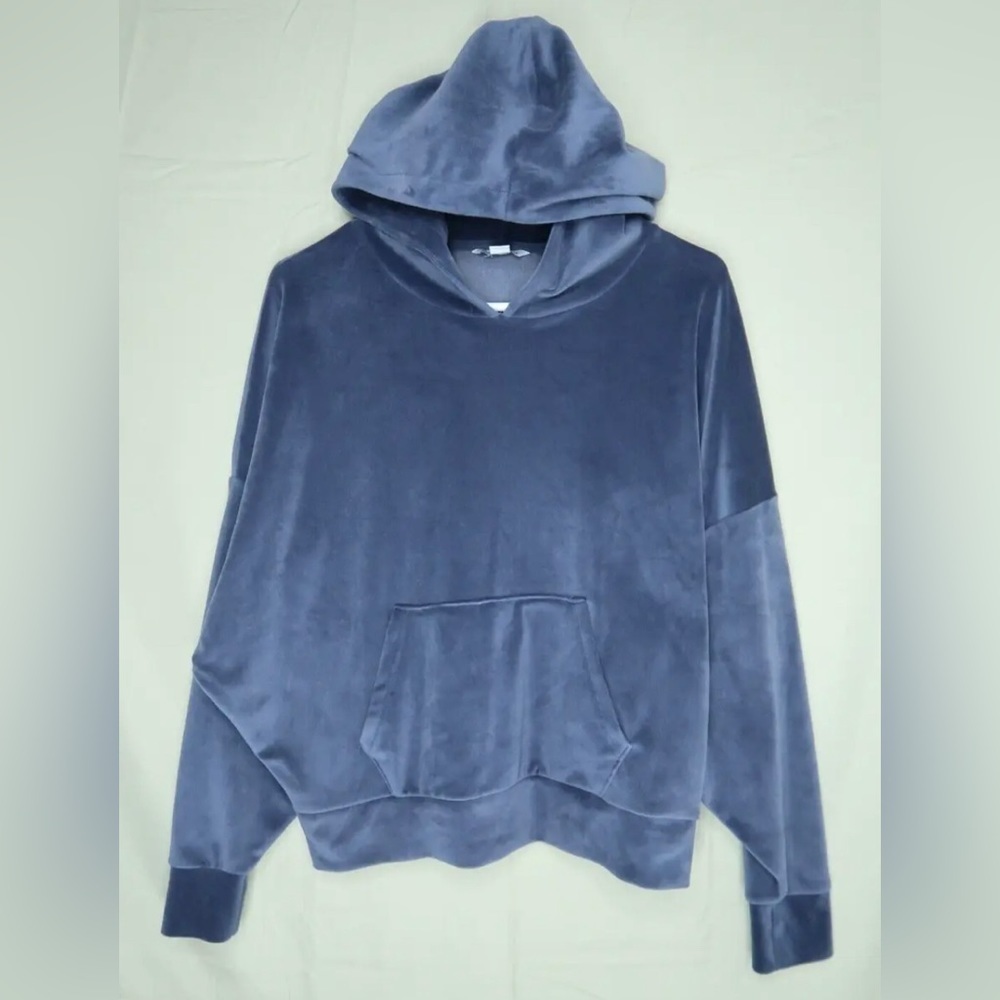 American Eagle Cozy Ever After Blue Velour Pullover Hoodie Women’s Small EUC